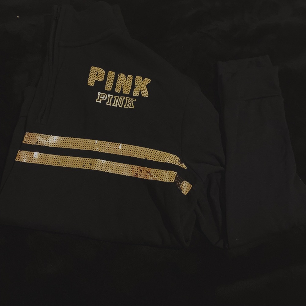 Victoria Secret Black & Golden Quarter Zip!